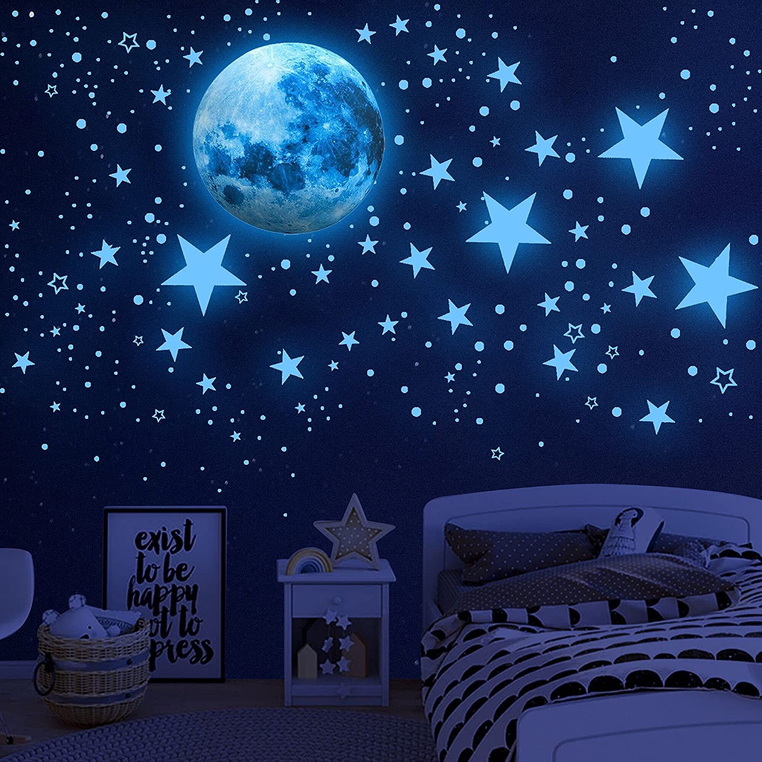 Stars and Moon Ceiling Wall Decals