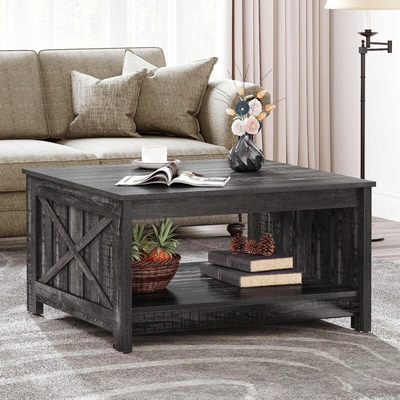 Rustic Wood Cocktail Coffee Table