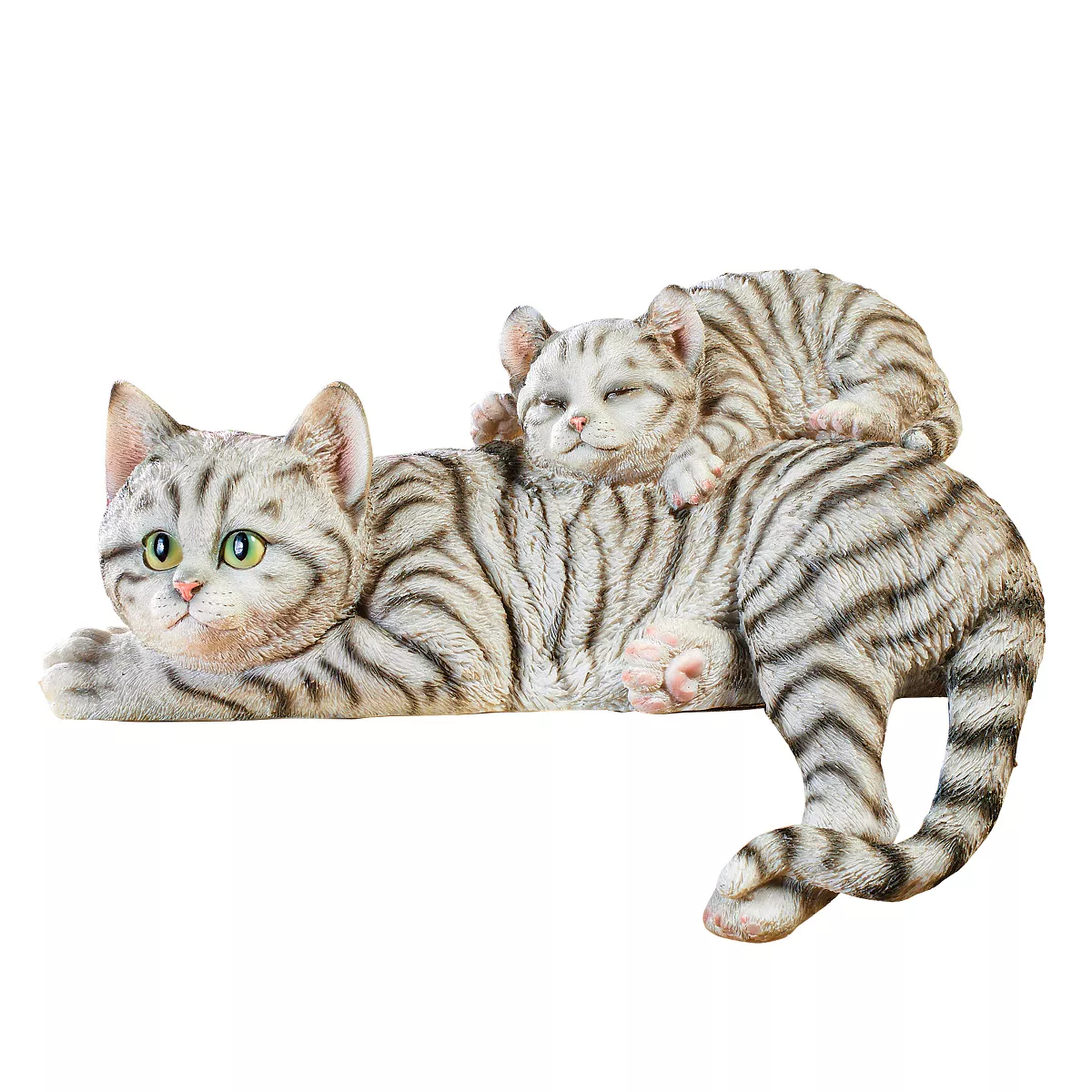 Playful Mama And Baby Cat Figurine