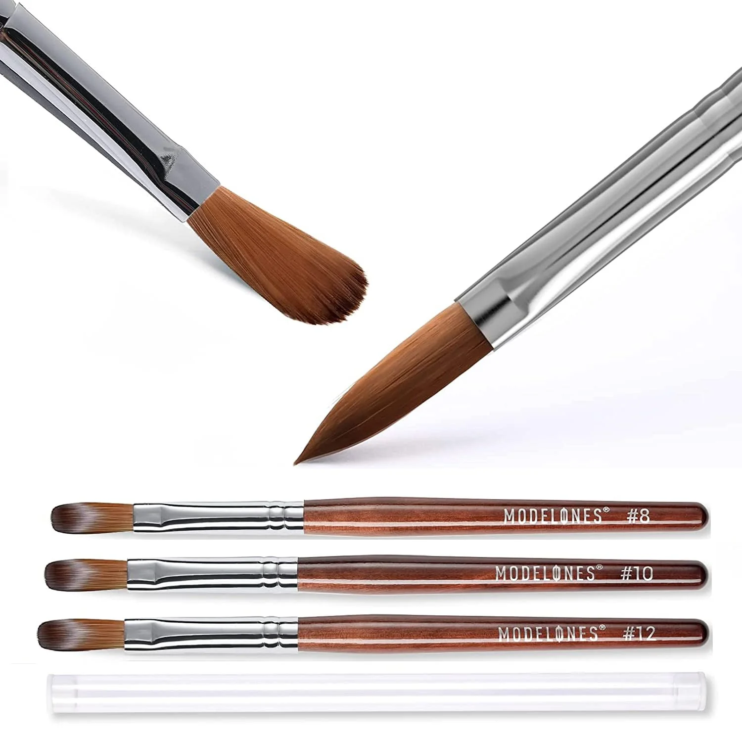 Modelones 3 Pcs Kolinsky Acrylic Nail Brush Set