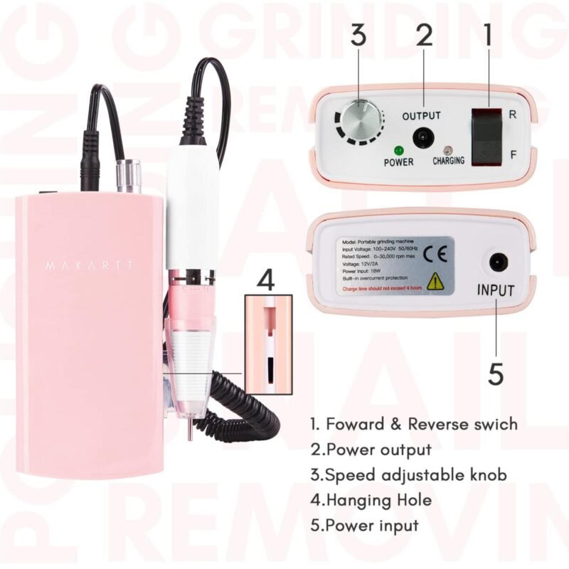 Nail Care, Nail Treatment, Portable Rechargeable Nail Drill