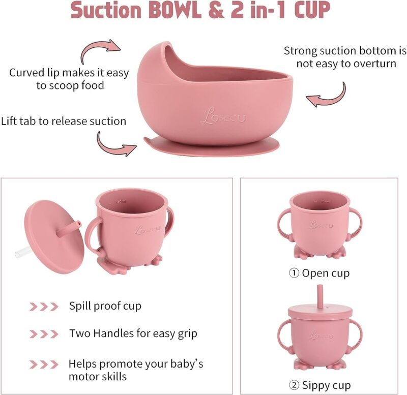 Baby & Toddler Feeding Supplies, Silicone Baby Feeding Set, Self Feeding Supplies Set, Toddler Feeding Suction Bowls , Silicone Toddler Feeding Set, Baby Led Weaning Supplies