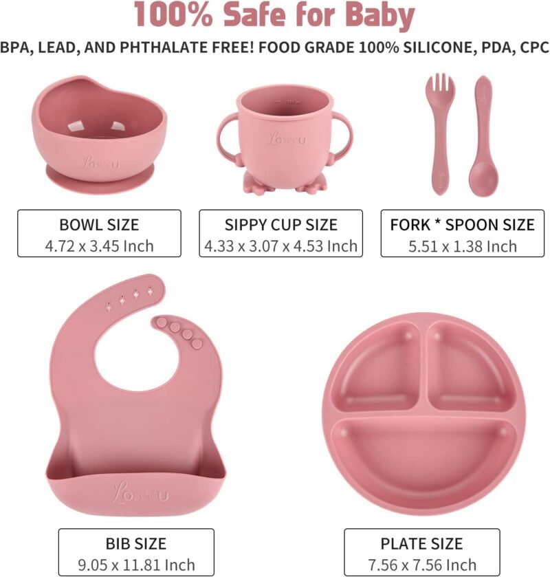 Baby & Toddler Feeding Supplies, Silicone Baby Feeding Set, Self Feeding Supplies Set, Toddler Feeding Suction Bowls , Silicone Toddler Feeding Set, Baby Led Weaning Supplies