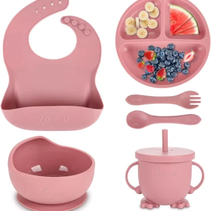 Baby & Toddler Feeding Supplies, Silicone Baby Feeding Set, Self Feeding Supplies Set, Toddler Feeding Suction Bowls , Silicone Toddler Feeding Set, Baby Led Weaning Supplies