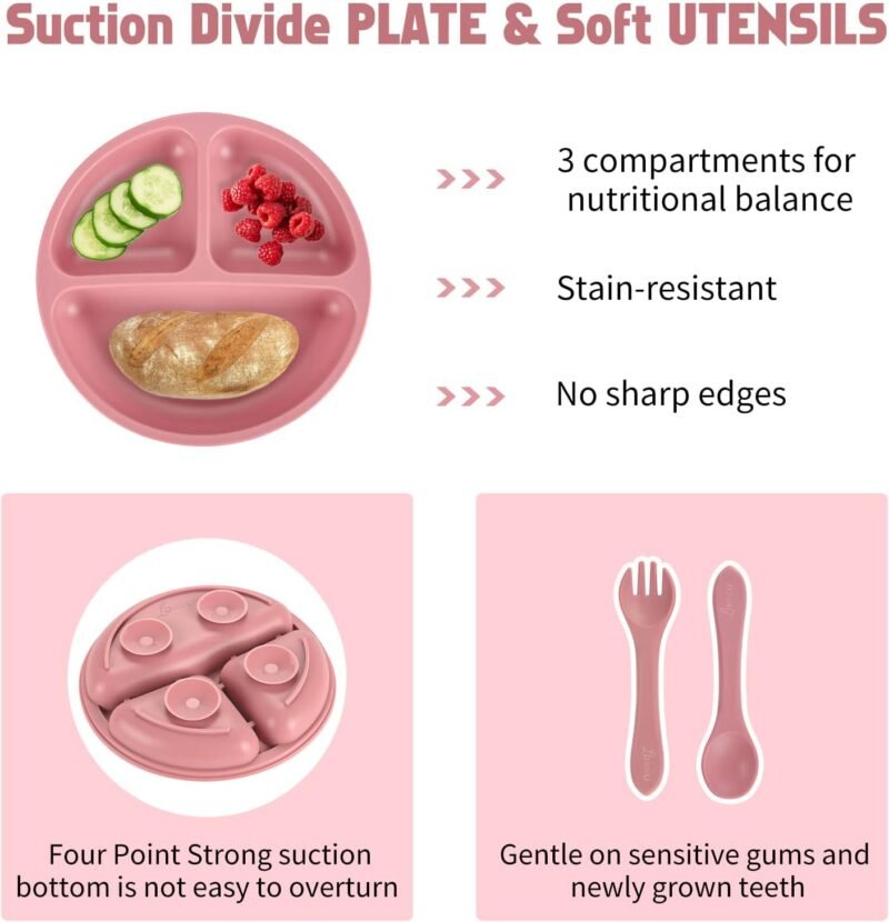 Baby & Toddler Feeding Supplies, Silicone Baby Feeding Set, Self Feeding Supplies Set, Toddler Feeding Suction Bowls , Silicone Toddler Feeding Set, Baby Led Weaning Supplies