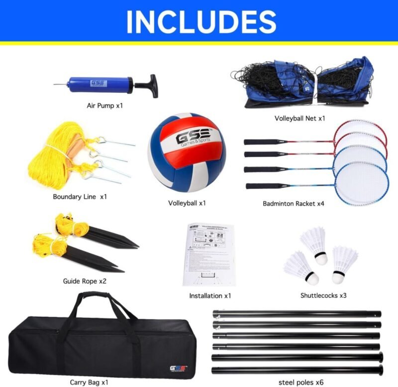 Sports & Outdoor, Sports & Games, Badminton Volleyball Combo Set