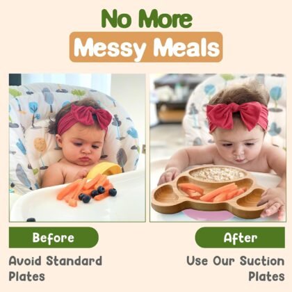 Baby & Toddler Feeding Supplies, Silicone Baby Feeding Set, Self Feeding Supplies Set, Toddler Feeding Suction Bowls , Toddlers Bamboo Plates